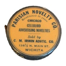 Antique Parisian Novelty Co. Celluloid Advertising Tape  measure Irwin Wichita picture