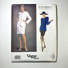 Vtg NEW Vogue 1083 YSL Paris Original Pattern Sz 14 16 18 Jacket Skirt Suit 90s picture