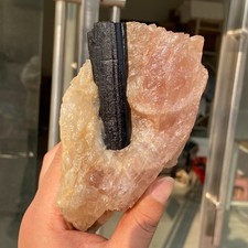993g Rare Natural Rose Quartz Raw Symbiotic Black Tourmaline Crystal Mineral picture