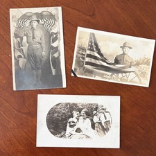 WWI US Soldier Doughboy Studio Portrait, Antique Real Photo Postcard RPPC WW1 picture