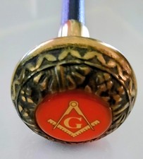 Vintage Masonic Freemason Presentation Cane Gold Plated picture