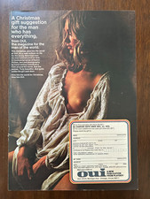1972  OUI Playboy Magazine Sexy Woman Print Magazine Christmas Ad Bar Art Pinup picture