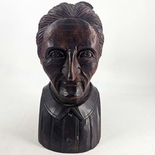 Vintage Jose Alberdi mid century hand carved dark wood bust picture
