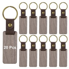 Wood Keychain Blanks 20pcs Wooden Keychain Blanks Keychain Rectangle Walnut picture