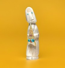Zuni Altar Fetish. Antler, Mother of Pearl, Coral & Turquoise. 2.25