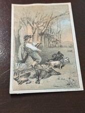 B-319 Vintage 1880's DAVIS VERTICAL FEED SEWING MACHINE Boy with dogs picture