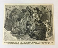 1885 magazine engraving ~ IN THE TENT DURING A NEBRASKA BLIZZARD picture