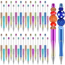 Crtiin 50 Pcs Plastic Beadable Pen Bead Pen Bulk Shaft Ink Ballpoint Pens DIY... picture