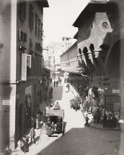 Florence Ponte Vecchio Street Scene Vasari Corridor Cityscape Vtg. Photo 19thC. picture