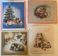 Vintage Puppy Dog Christmas Cards 1050s-60s Adorable Doggies One unused picture