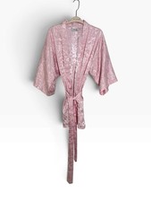 Dragon Silk Kimono Robe Pink Silk Floral Brocade picture