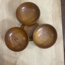 VTG MCM Monkey Pod Wood Lotus Flower 13