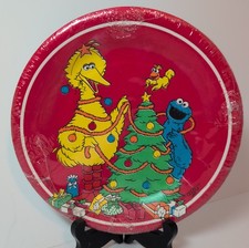RARE VTG Paper Art Sesame Street Paper Plate Set, NOS, Big Bird Cookie Monster picture