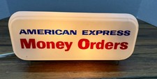 Vintage 1950s American Express Money Order Sign Light Plastic Metal Display picture