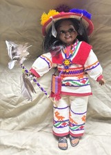Vintage Native Mexican HUICHOL DOLL with Traditional Needlework Garment picture
