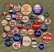 Lot of 36 Vintage US/TX Political Campaign Pinback Buttons picture