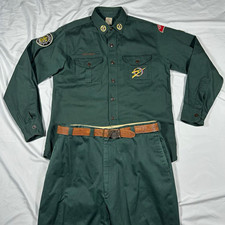 Vintage 1950s Boy Scouts BSA Explorer Green Uniform Shirt 15.5 Trousers 38 picture