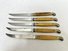 5 Vintage Queen Cutlery Crowned Q Steak Knife Bone / Stag Handle picture