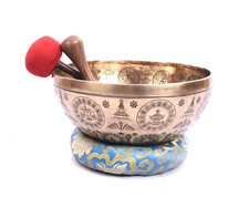 12 Inches White Tara Carving Handmade Singing Bowl - Meditation , Sound Healing picture