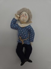 Gladys Boalt Scarecrow Wizard Of Oz Fabric Signed Christmas Tree Ornament 1983 picture