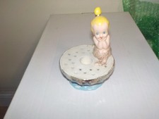 Vintage 1950's Kreiss Ceramic Mermaid Girl Figurine On Pin or Toothpick Holder picture