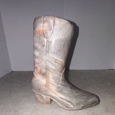 Vintage Rustic Marbled Nemadji Clay western Cowboy Boot Sculpture picture