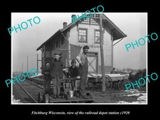 Fitchburg Wisconsin Railroad Depot Station c1920 Large Historic Old Photo picture