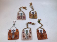 5 Mexico Folk Art 3” Terra Cotta Pottery Vintage Mission Church ornament (F2) picture