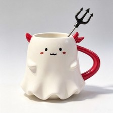 Starbucks 16oz Halloween Little Devil Ceramic Mug With Mini Trident Stirrer Gift picture