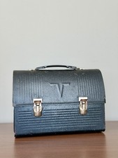 Vintage 1940s 1950s American Thermos Metal Lunch Box Black Norwich CT USA picture