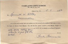 1953 OAKLAND CITY INDIANA MASONIC ANCIENT CRAFT MASONRY KENNETH ASHBY 37-30 picture