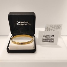 Vintage Harley Davidson Stamper Black Hills 1/20 14K Gold Filled Bangle Bracelet picture