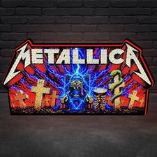 Metallica Pinball Topper 3D Printed LED Lightbox Home Game Room Decor Game Sign picture