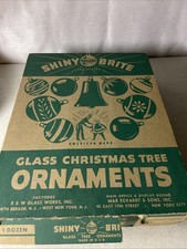 Vintage Shiny Brite Box Of 12 Assorted Glass Ornaments Original Box Mixed Lot picture