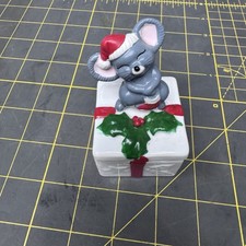 Vintage Handcrafted Ceramic Mouse Christmas Candle in Gift Box picture