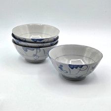 Porcelain Rice Soup Bowls Asian/Oriental Blue & White VINTAGE picture