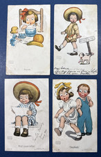 4 Children Greetings Antique Postcards. Best Wishes. NICE. Artist: Gassaway picture