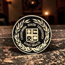 California State University Long Beach CSULB 1949 Seal Logo Lapel Pin Black Gold picture