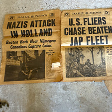 WWII Original U.S. Daily News Newspapers Lot - Oct 1944, Holland, Jap Fleet picture