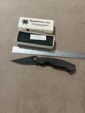 Rare Early 1st Gen Spyderco Military C36GPBK Knife 2-Screw Clip Black ATS-34 Box picture