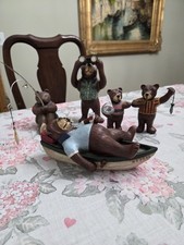 Vtg HTF Midwest of Cannon Falls Randy Tate Brown Bears Fishing 5 Piece Set picture
