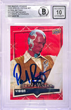 2021 Wandavision Upper Deck Vision Paul Bettany Signed #2 Beckett Graded 10 picture