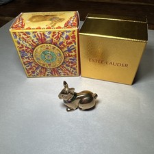 Rare Vintage Estee Lauder Golden Rabbit Compact Beautiful Solid Perfume with Box picture