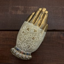 Vintage Super Golden Gesture Hand Shaped Powder Compact Volupte 1940 Book Piece picture