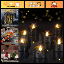 Homemory 24Pack Halloween Black Dripping Flameless LED Candles,1.58