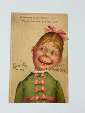 Vtg Victorian Mechanical Valentine Card Die Cut Trading Moves Head Postcard I22 picture