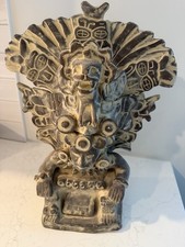 Vintage 17” Mesoamerican Mayan Aztec Style Pottery Deity Sculpture Folk Art picture