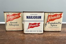 Vintage French's Spice Tins Lot of 3 Pumpkin Pie Allspice Marjoram Farmhouse picture