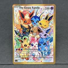 The Eevee Family Gold Foil Shinny Full Fan Art Custom Holographic Collector Card picture