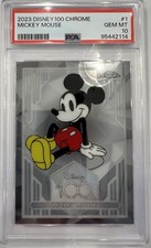 Topps 2023 Disney 100 Chrome Mickey Mouse #1 PSA 10 Graded Trading Card picture